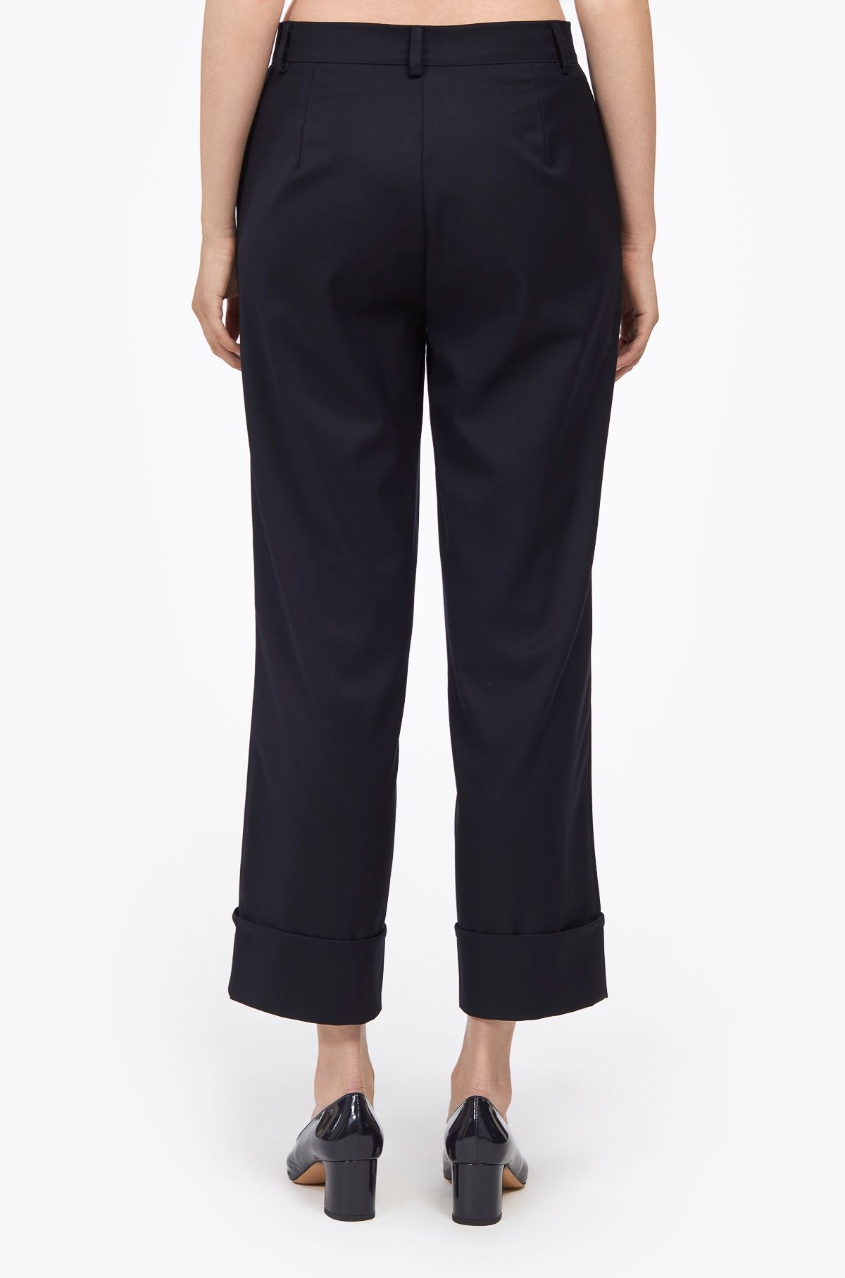 Reverse hem tailored pants navy blue ' - ' ΠΑΝΤΕΛΟΝΙΑ