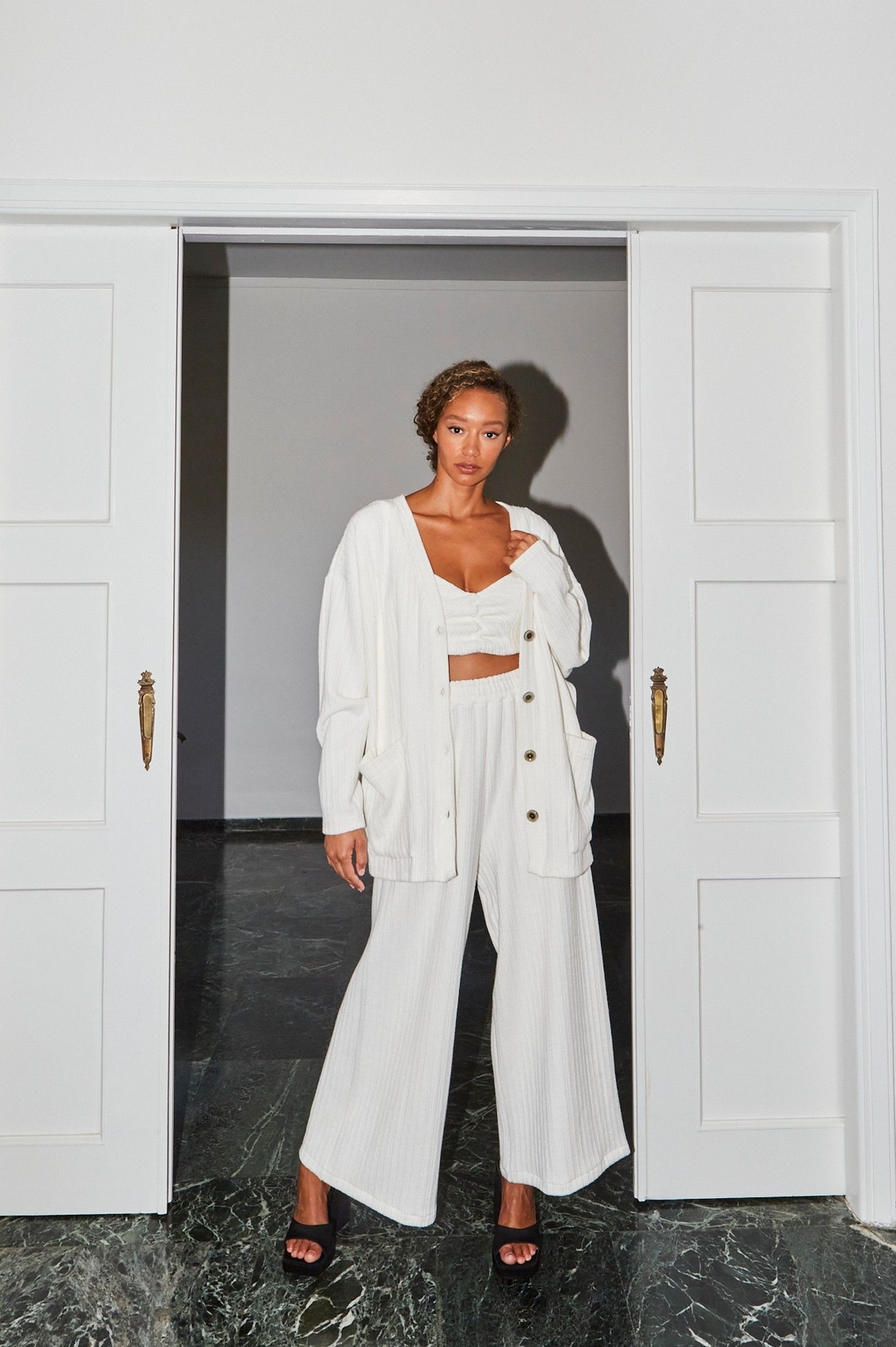 Hera oversized knitted white cardigan ' - ' ΠΛΕΚΤΑ