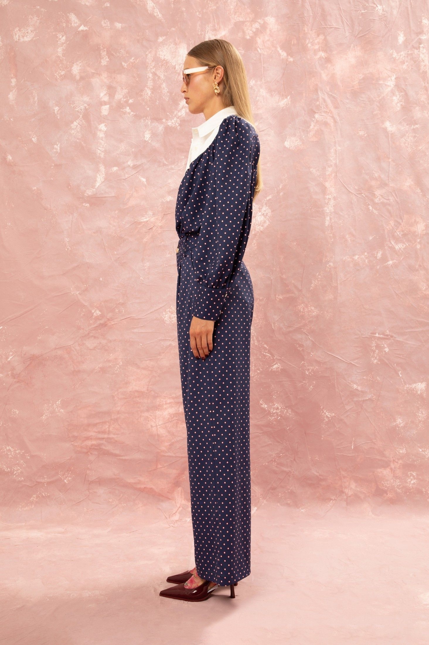 PLEATED CLASSIC PANTS - FLORAL DOT BLUE ' - ' ΠΑΝΤΕΛΟΝΙΑ