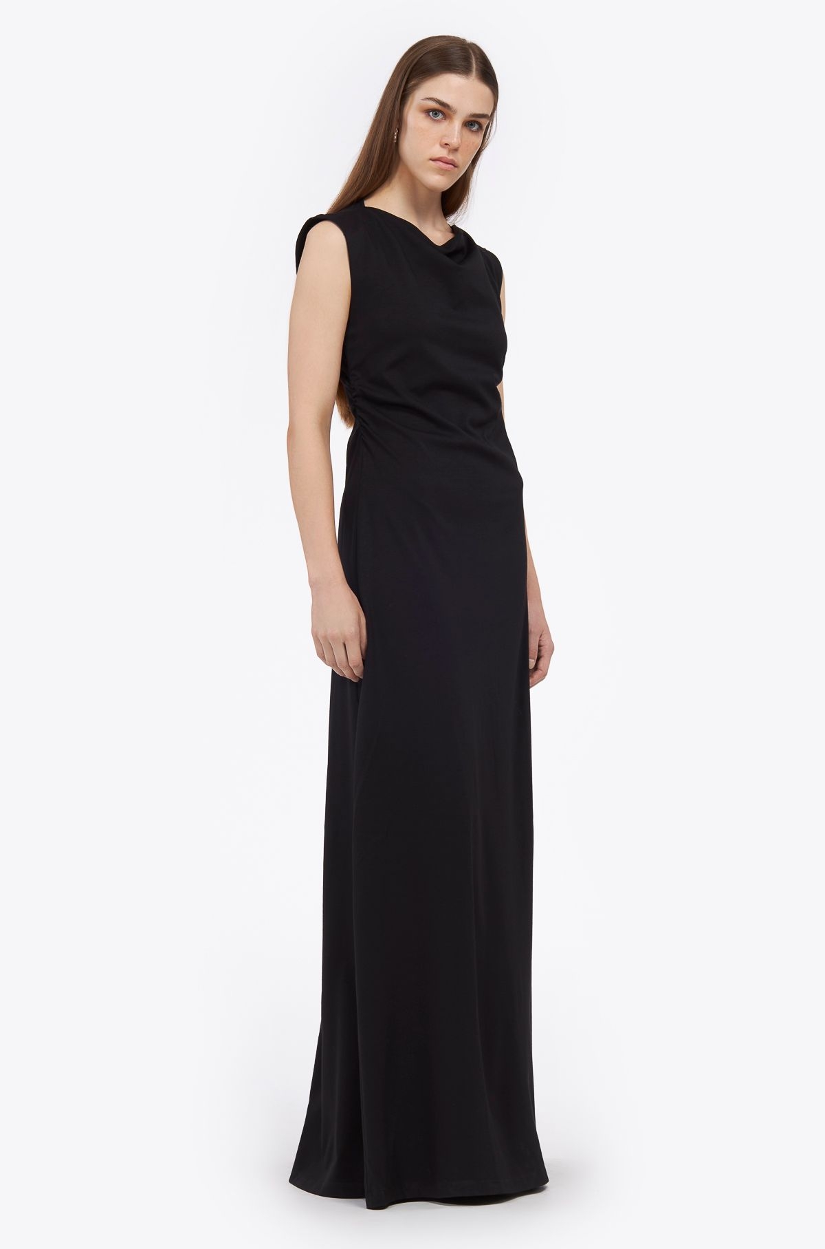 Maxi gathered waist dress black ' - ' ΦΟΡΕΜΑΤΑ