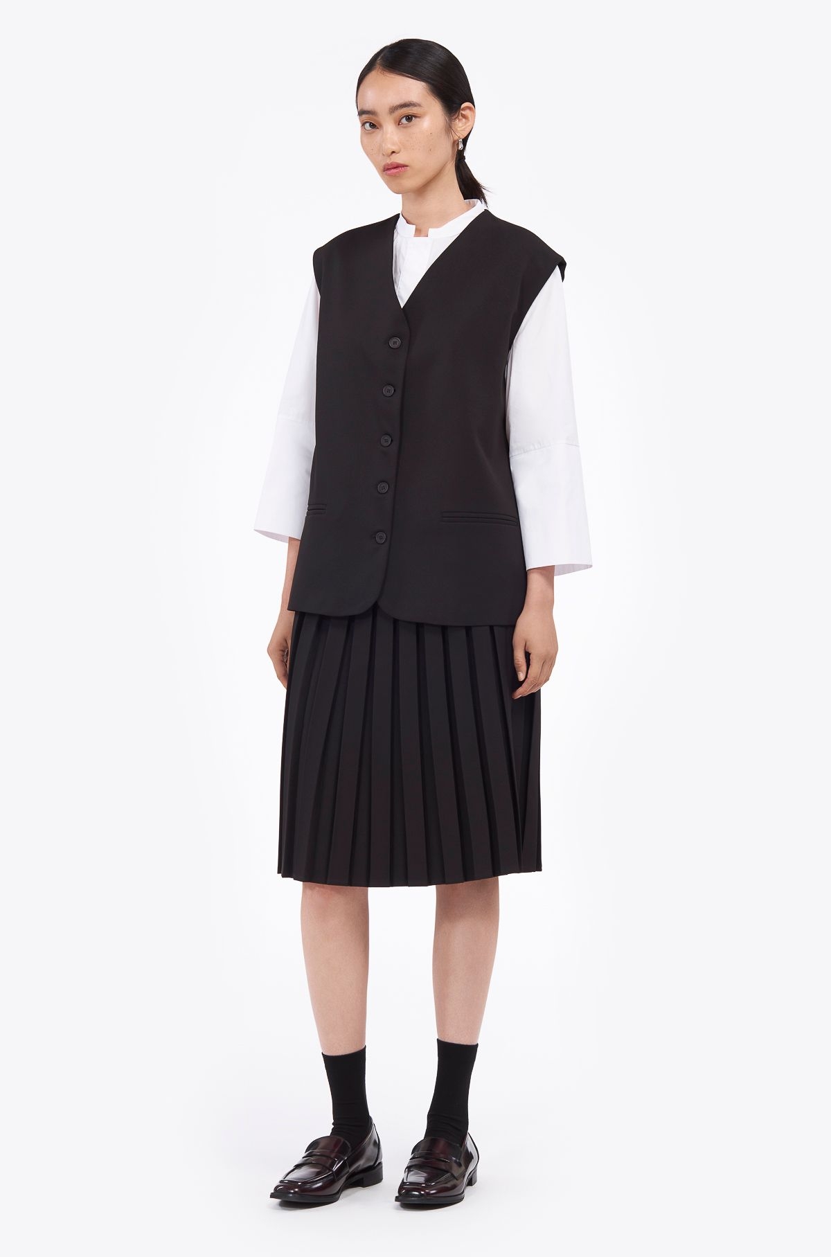 Pleated midi skirt black ' - ' ΦΟΥΣΤΕΣ