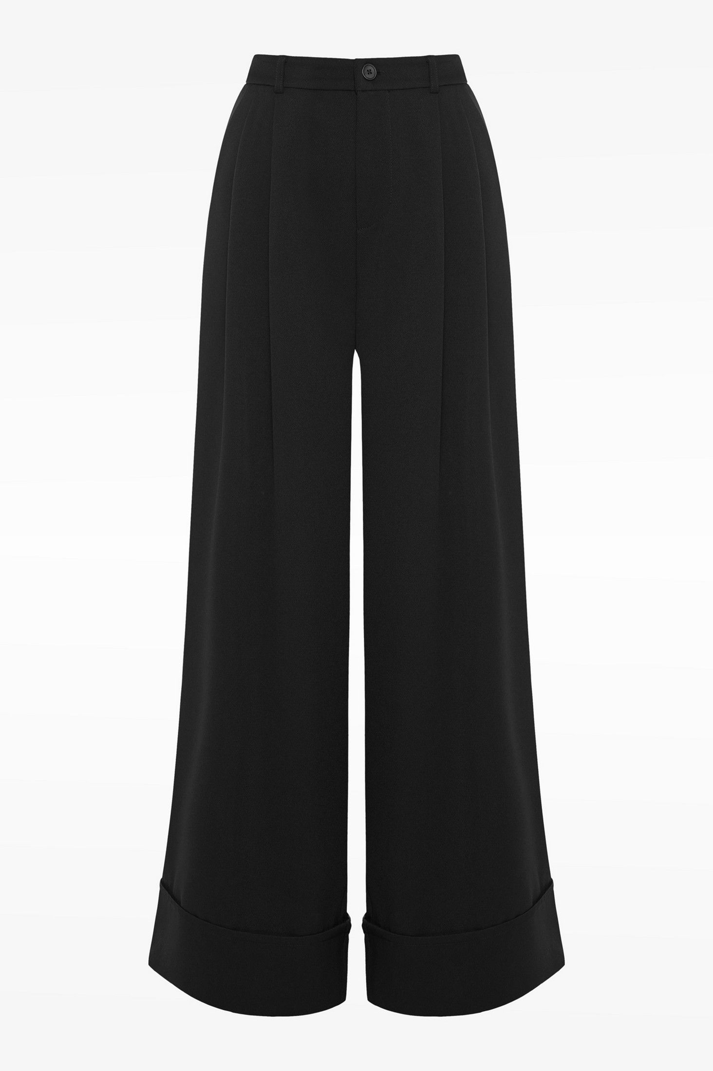 Wide-leg revered hem pants black ' - ' ΠΑΝΤΕΛΟΝΙΑ