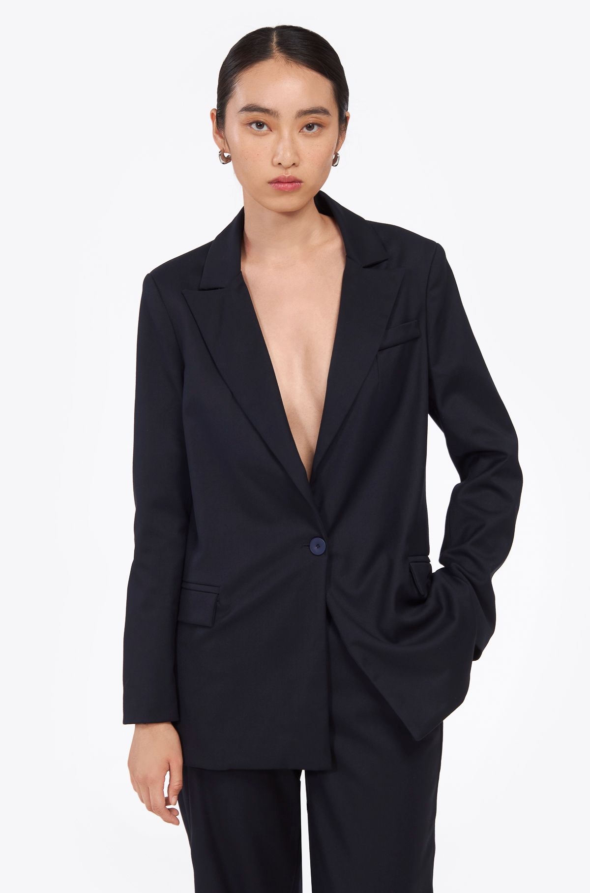 Tailored blazer navy blue ' - ' ΣΑΚΑΚΙΑ