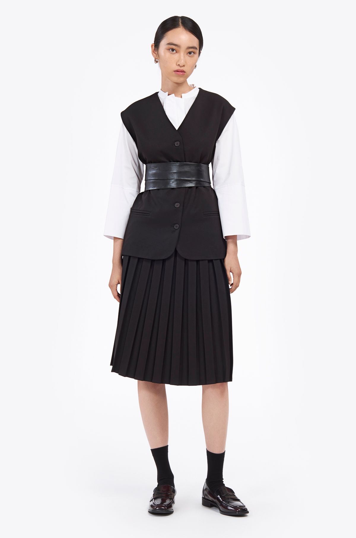 Pleated midi skirt black ' - ' ΦΟΥΣΤΕΣ