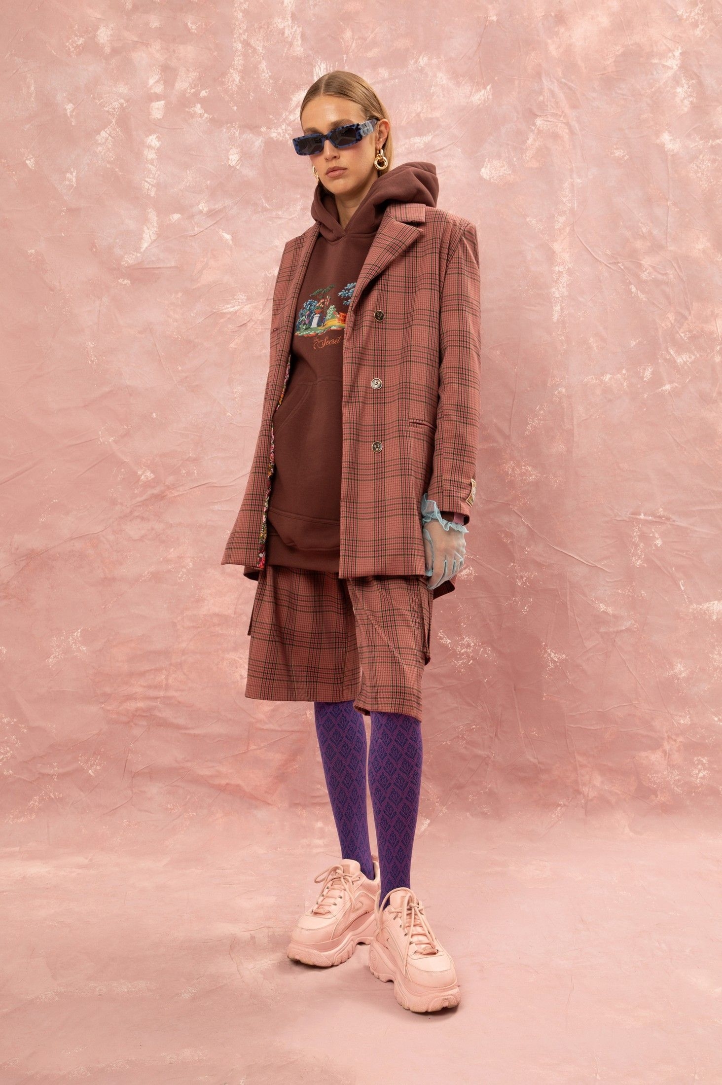 OVERSIZED HOODIE - BROWN/PINK ' - ' ΤΟΠ