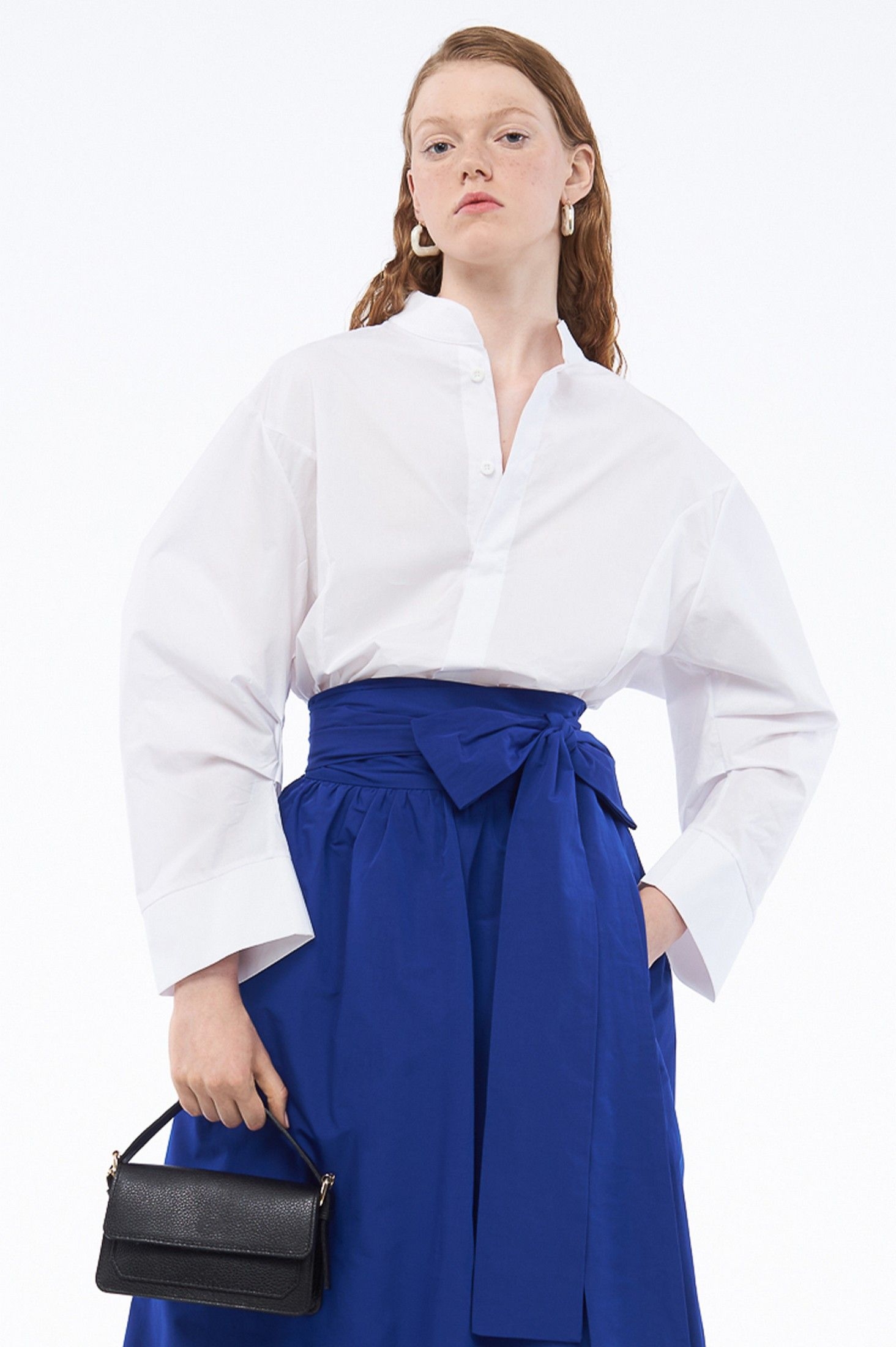 Darted waist shirt with pockets white ' - ' ΤΟΠ