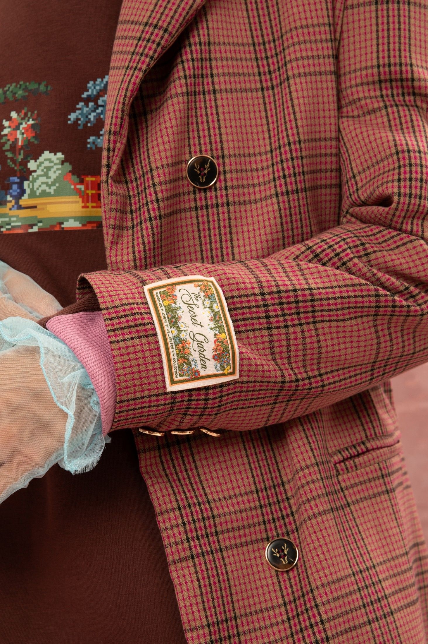 OVERSIZED BLAZER - CHECKED FUCHSIA ' - ' ΣΑΚΑΚΙΑ