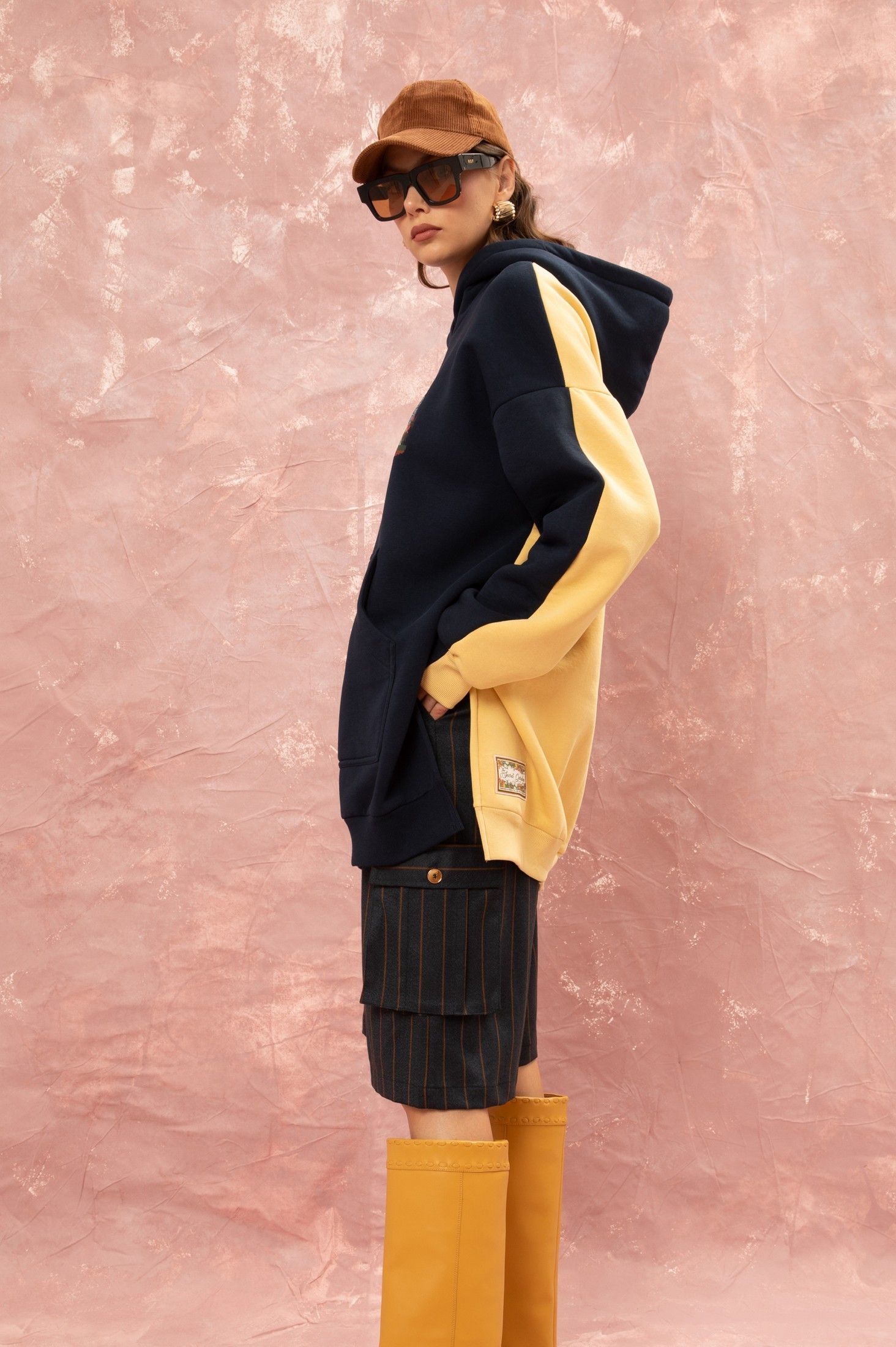 OVERSIZED HOODIE - BLUE/YELLOW ' - ' ΤΟΠ