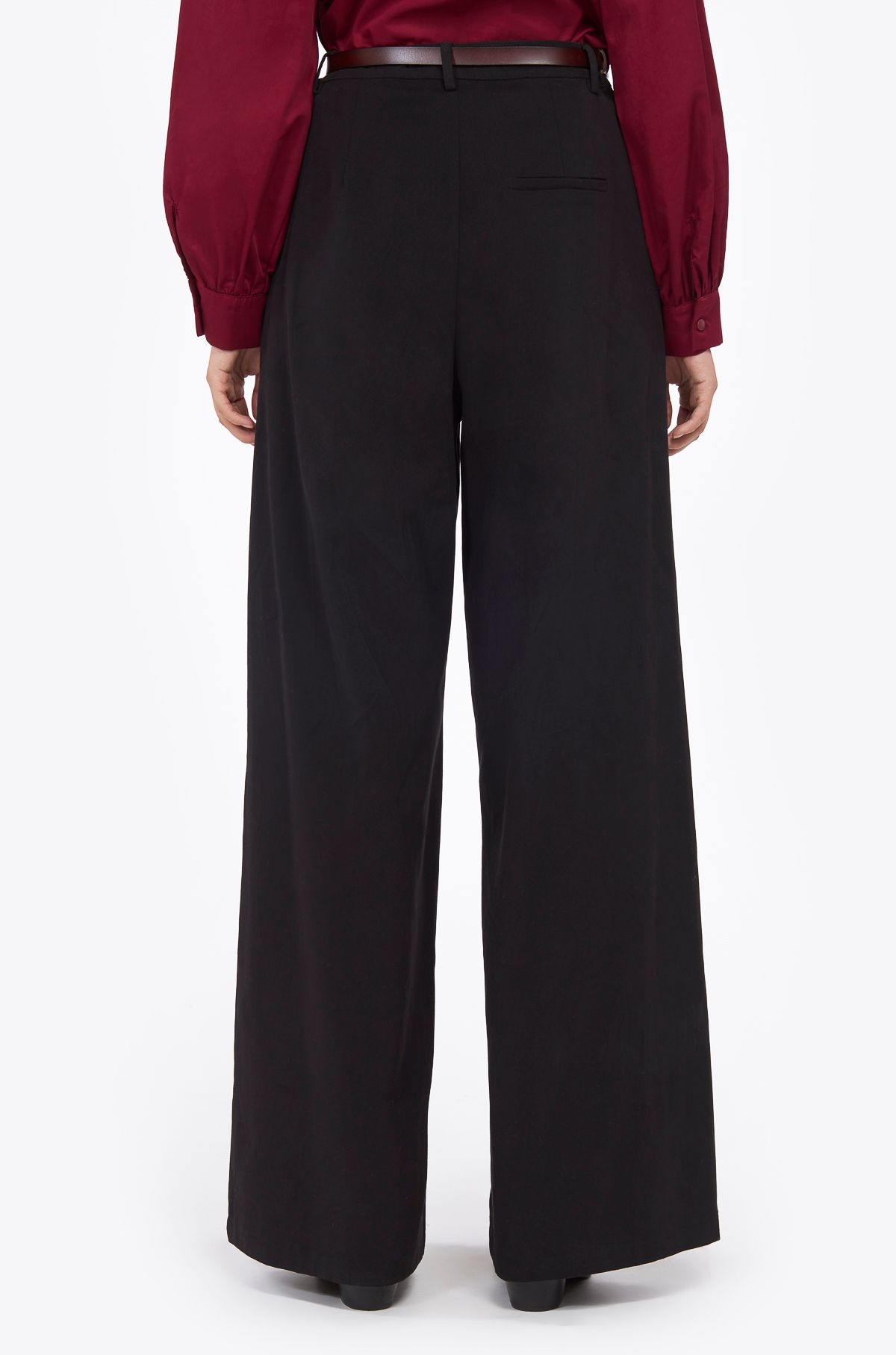 Wide-leg revered hem pants black ' - ' ΠΑΝΤΕΛΟΝΙΑ