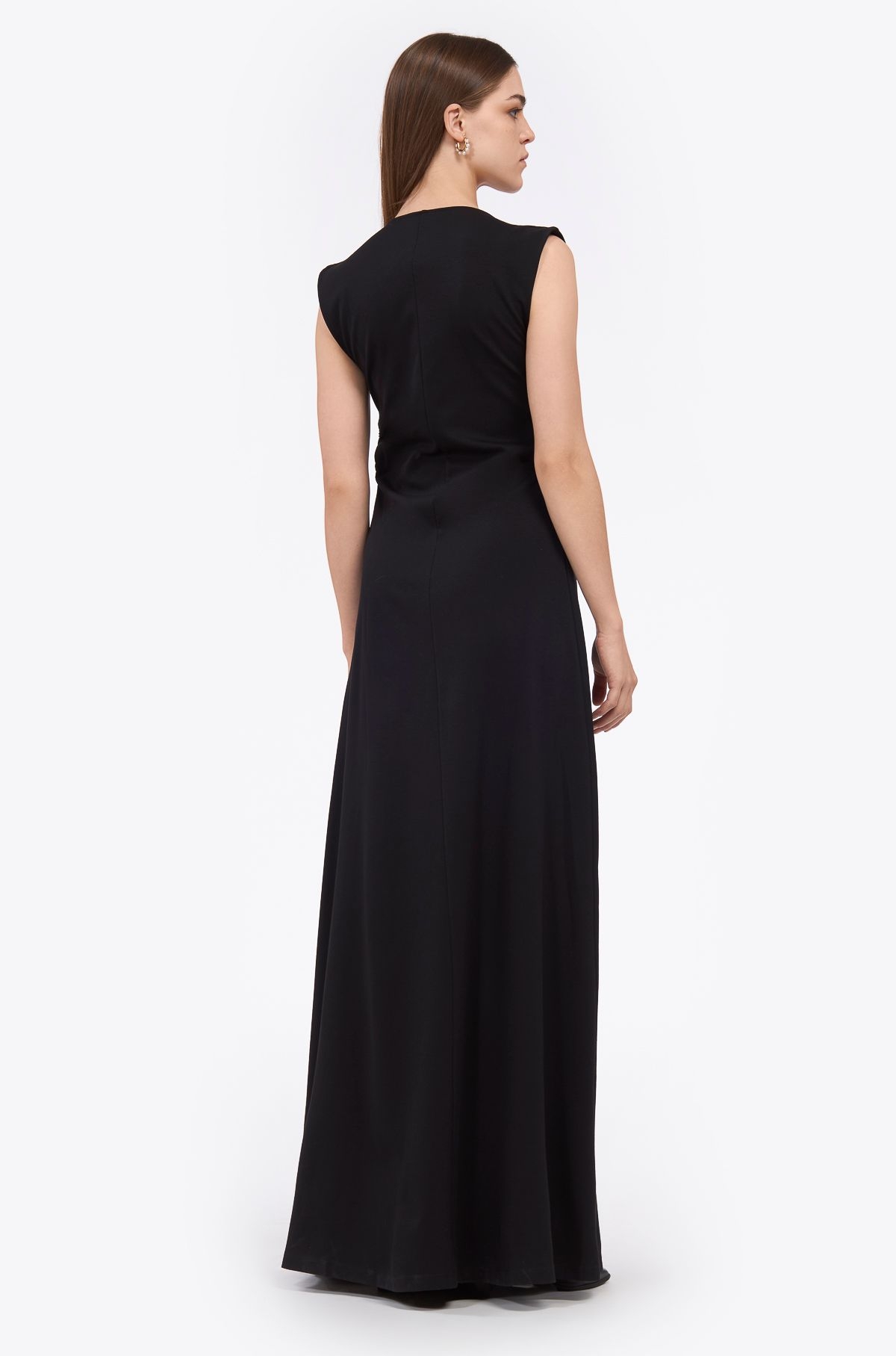 Maxi gathered waist dress black ' - ' ΦΟΡΕΜΑΤΑ