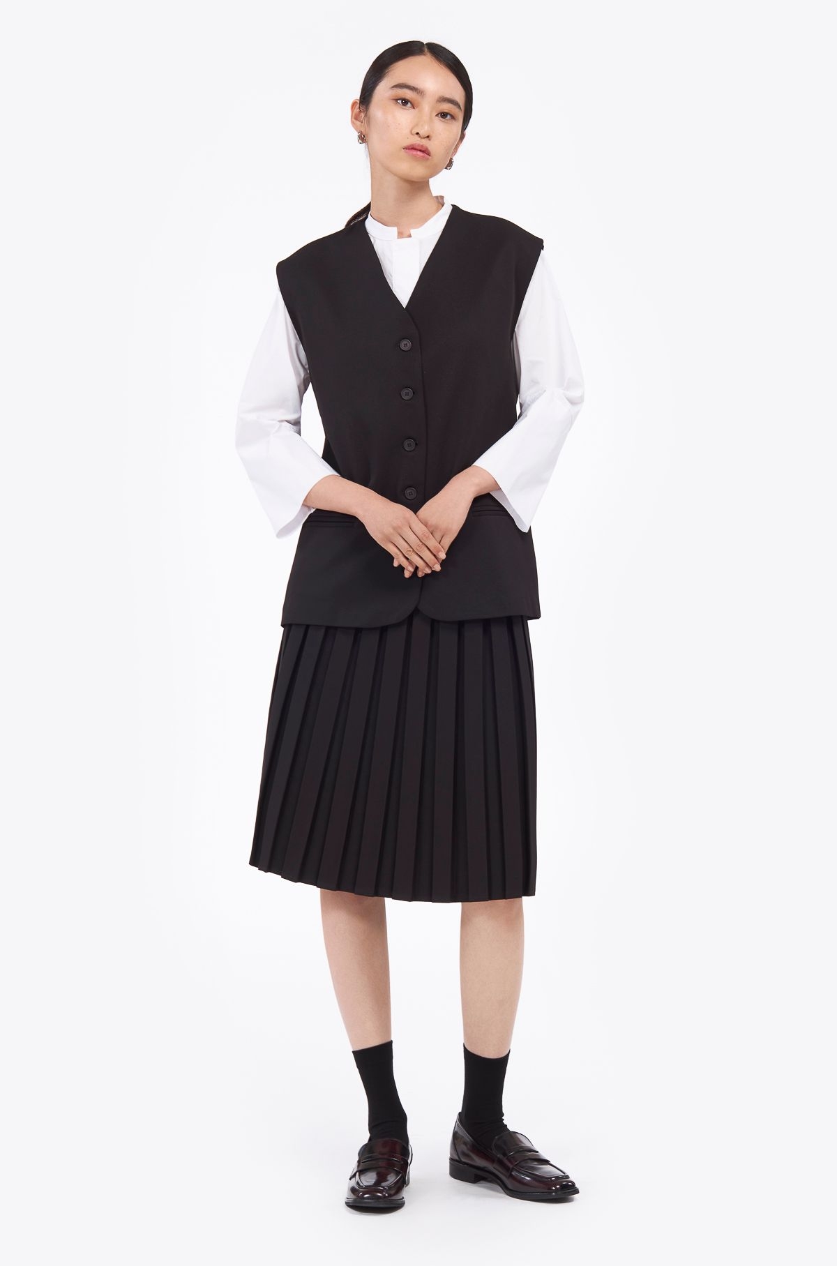 Pleated midi skirt black ' - ' ΦΟΥΣΤΕΣ